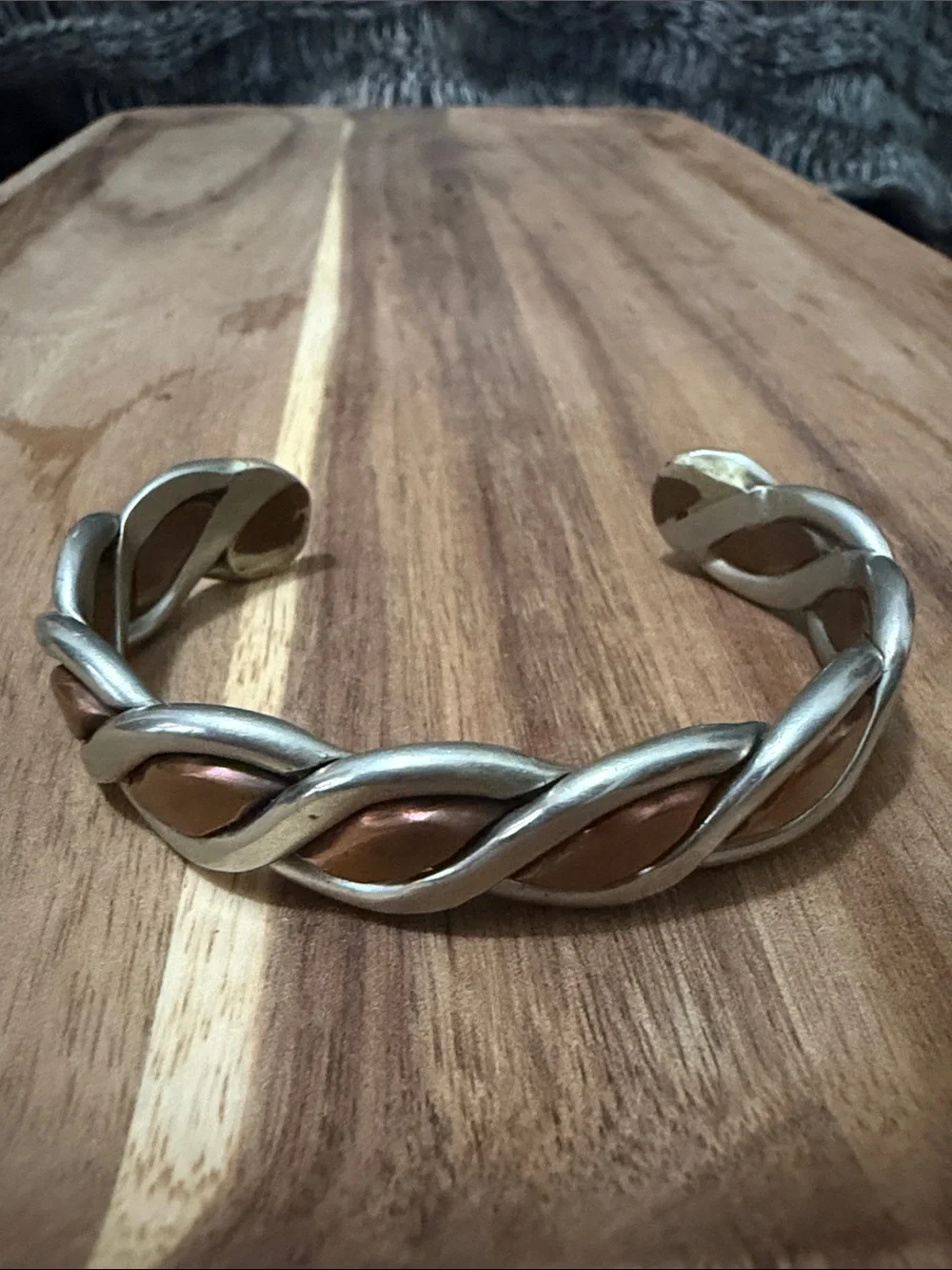 Two-Tone Twisted Cuff Bracelet - Silver & Copper